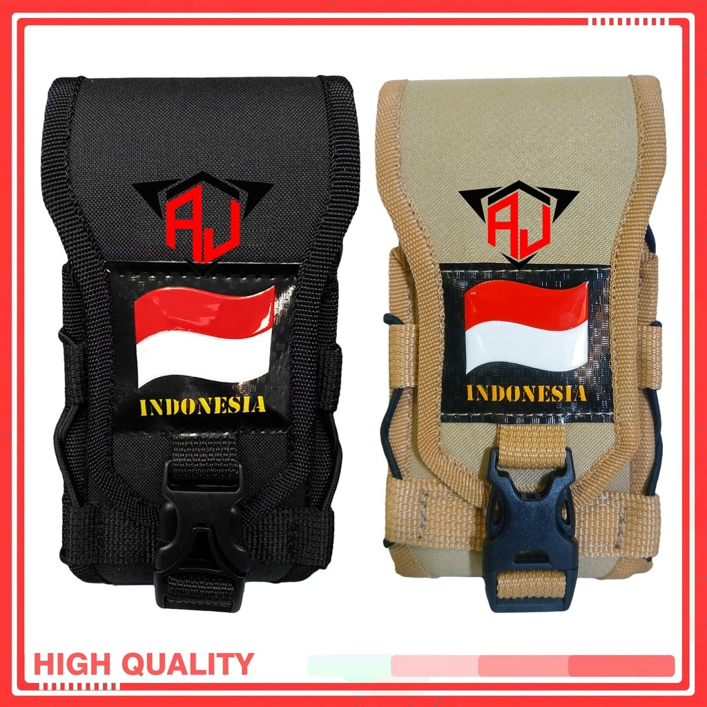 IB - Sarung Hp Bendera Sarung hp Tactical Logo Bendera Double Slot