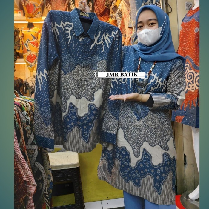 baju batik couple pasangan dress batik Qistina batik - cowo, S