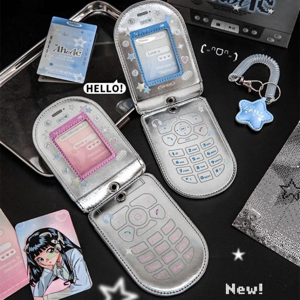 

Kawaii PU leather Mobile Phone Shape 3 inch Photocard Holder Card Photo Holder Bag Pendant School Stationery