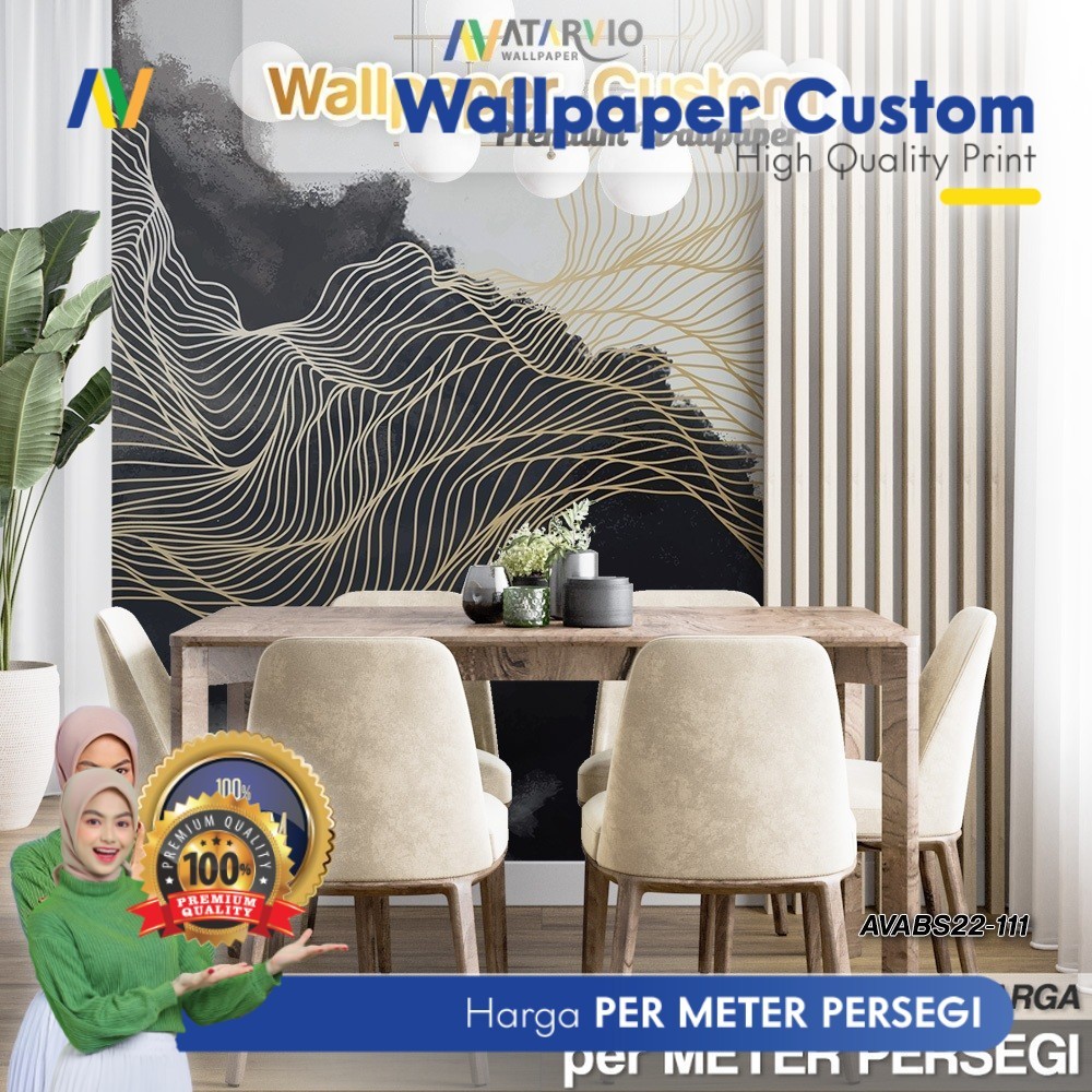 Wallpaper Dinding Custom | Wallpaper Dinding Ruang Makan | Wallpaper Dinding Motif Abstrak 4 | Wallp