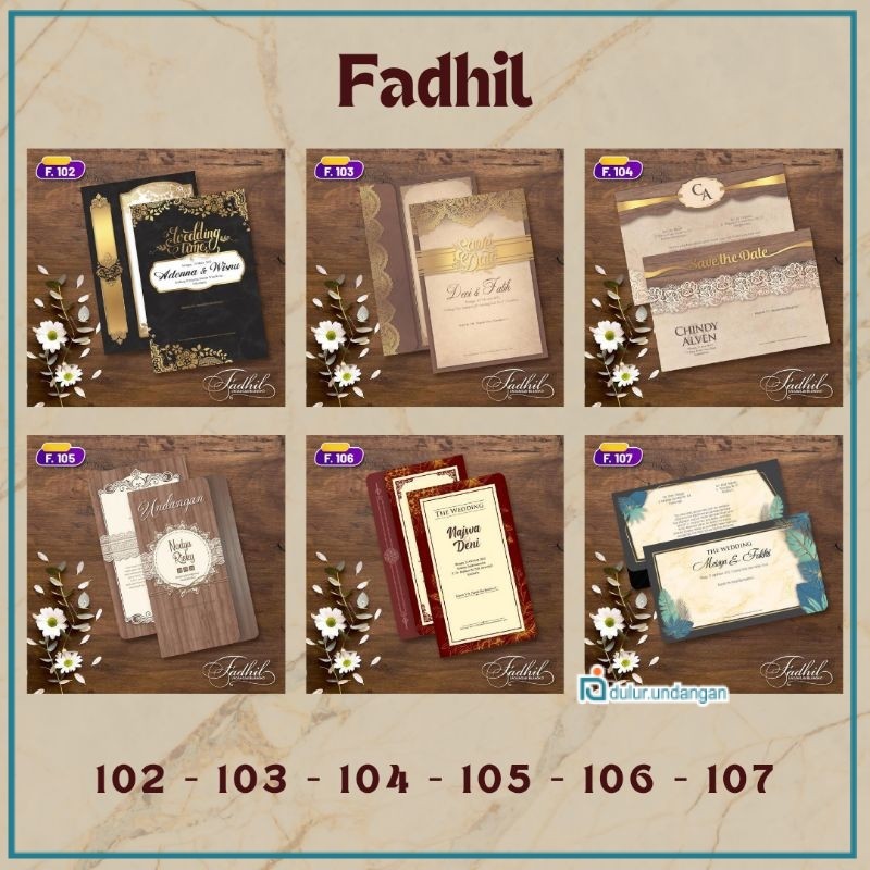 Fadhil 102, 103, 104, 105, 106, 107 Undangan Pernikahan / Ngunduh Mantu / Khitanan / Orang Tua Model