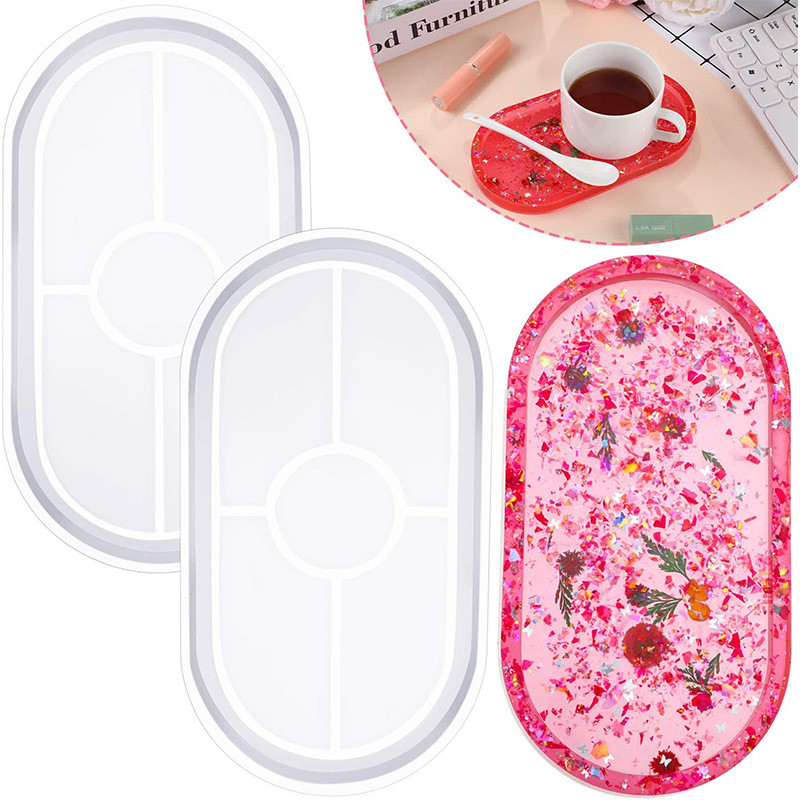 

DIY Crystal Epoxy Resin Mold Mirror Surface Oval Dish Storage Tray Silicone Mold
