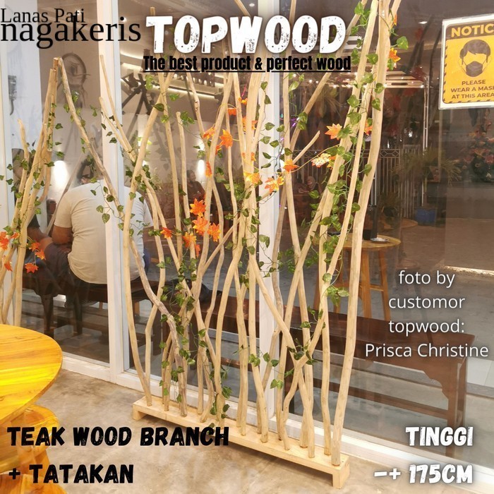 

Topwood Teak Wood Branch 175 cm ranting kayu jati macrame tatakan - FXN10 XD6