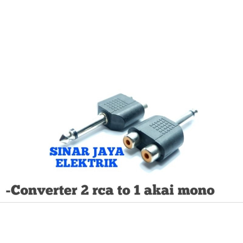 Converter jack 2 rca to 1 akai mono/konektor rca to akai mono/sambungan rca to akai mono