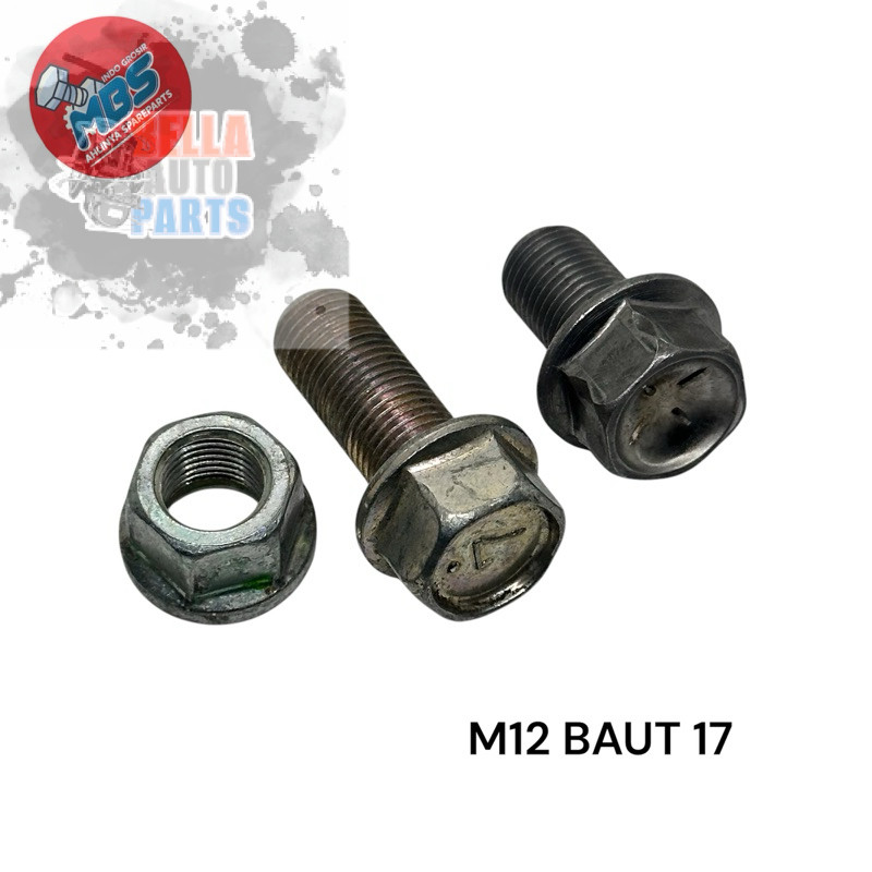 GROSIR BOLT FLANGE M12 KUNCI 17 M12 x 2 M12 x 30 BAUT 17 TOPI ORI BAUT COPL BAUT MOBIL MOTOR3cm 2,5 