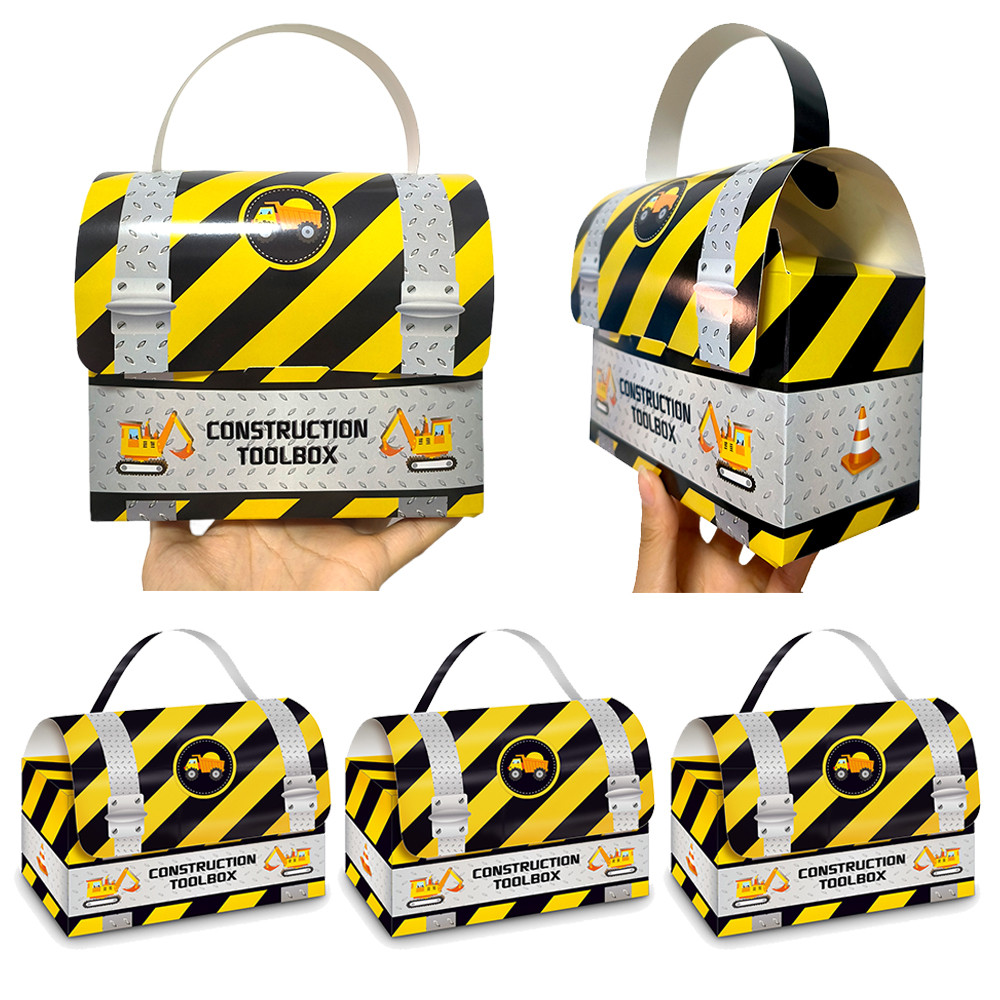 

6/12/30/50pcs Engineering Vehicle Theme Gift Box Candy Snack Paper Box Boys Construction Excavator Theme Birthday Party Decor