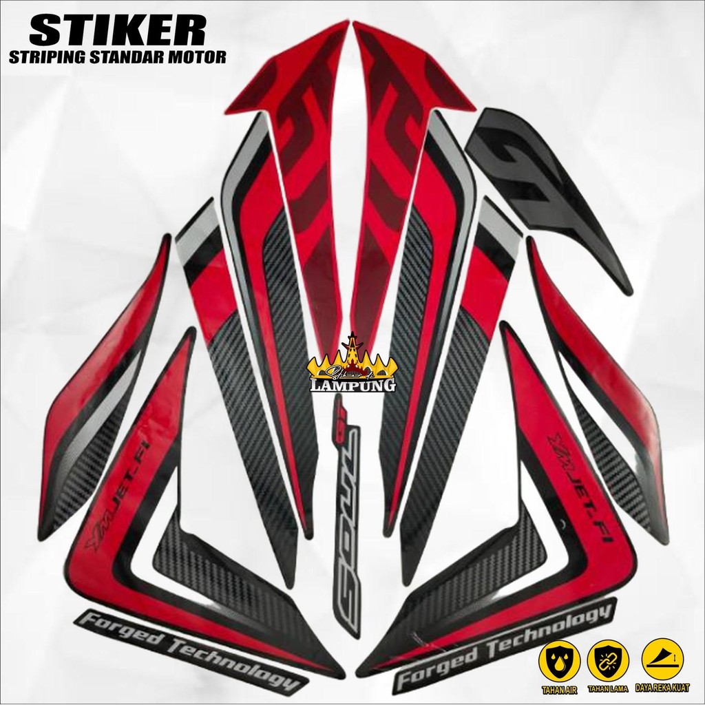 Sticker Striping Standar Full Body Mio Soul GT 115 2014 Merah Hitam