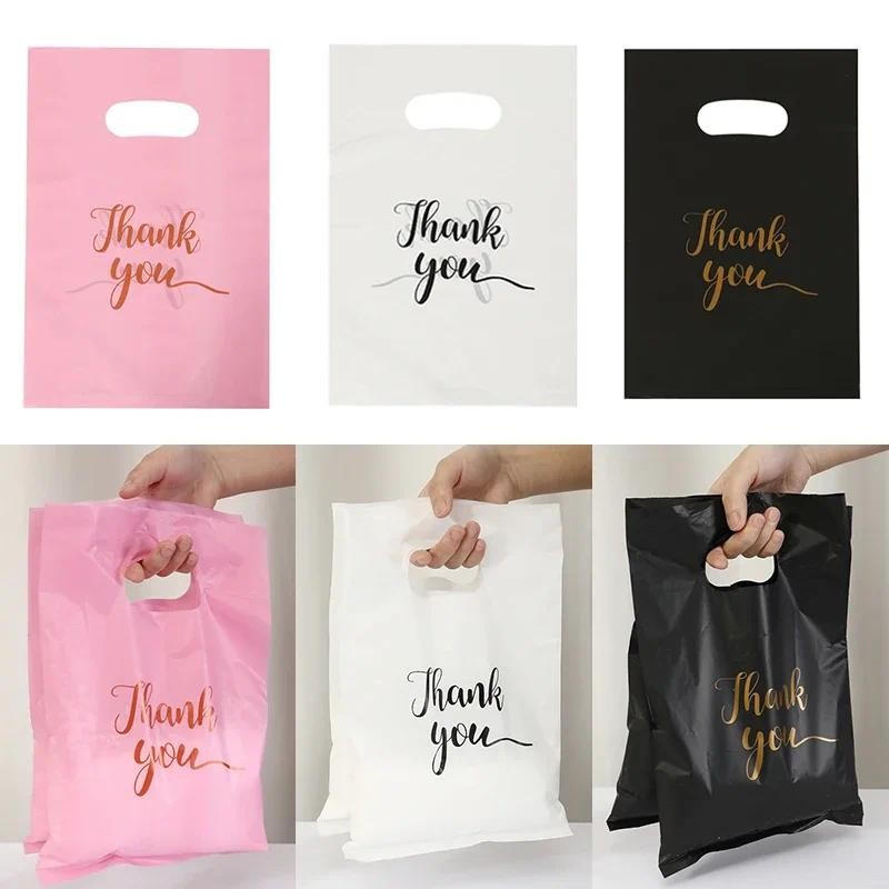 

20/50/100Pcs Thank You Gift Bags Plastic Wedding Birthday Party Treat Bags Favors Small Business Shopping Candy Cookie Packaging