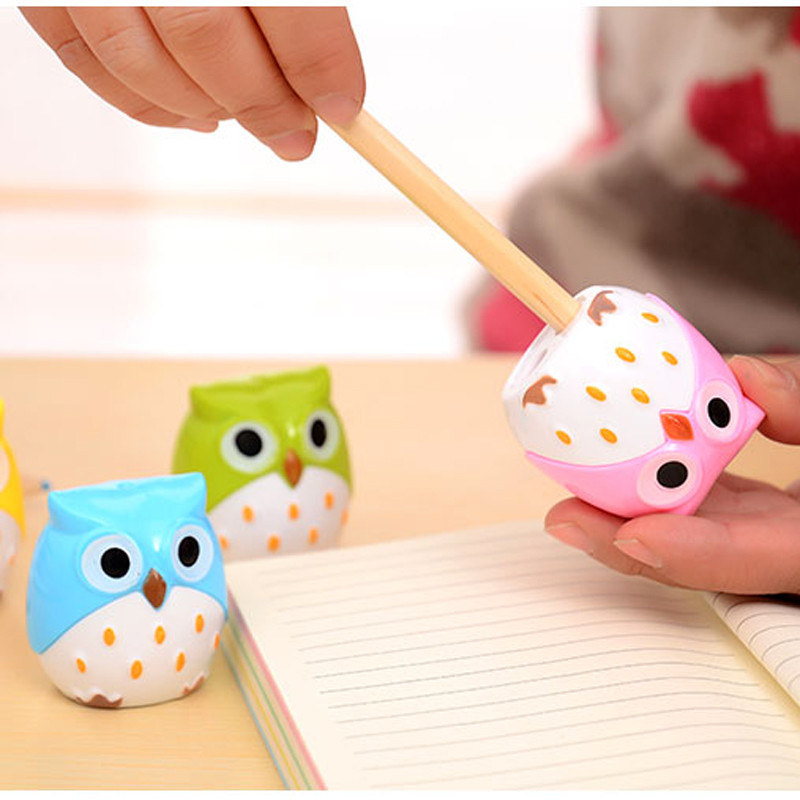 

3Pcs Promotional Pencil Sharpener Student Creative Cute Owl Double Hole Pencil Sharpener