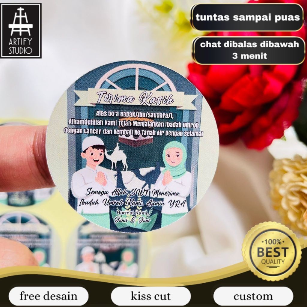 

Artify 5-8 Stiker Gift Umroh Chromo Bulat Sticker Label Souvenir Naik Haji Free Desain Uk.Sedang