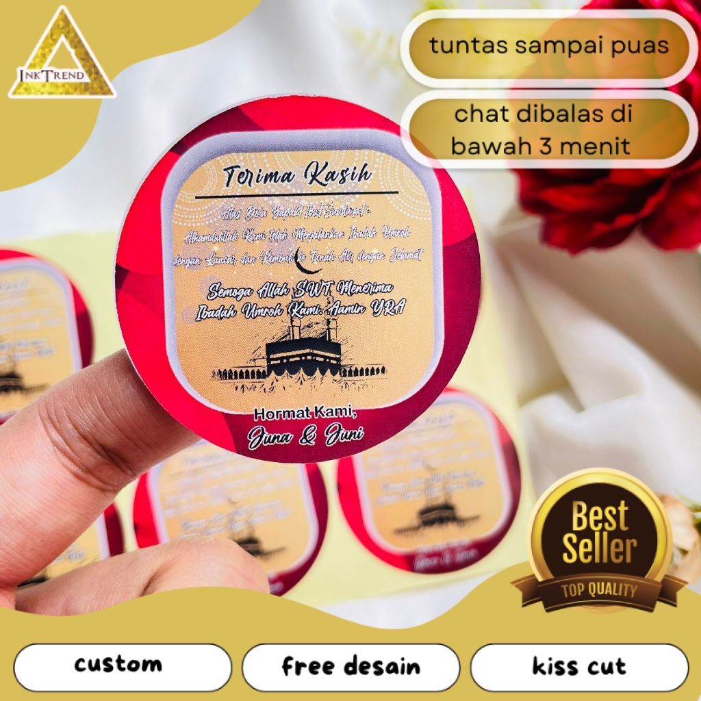 

INKA 2-4 Cetak Stiker Gift From Umroh Sticker Chromo Bulat Naik Haji Label Tasyakuran Hajj