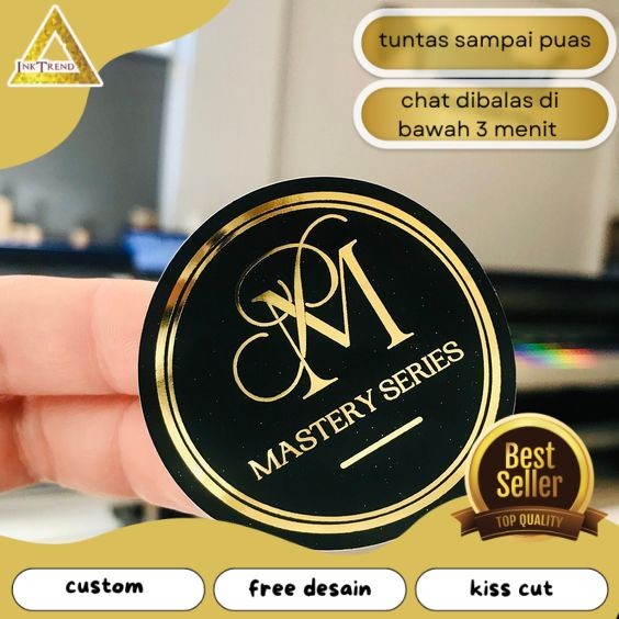 

INKA SBGS 7-10 Print Cetak Custom Sticker Label Gold Stiker Logo Olshop Makanan Minuman