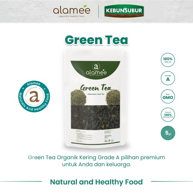 

ALAMEE Green Tea Teh Hijau Organic Kering Organik Greentea Minuman Herbal Premium 5gr kebunsubur