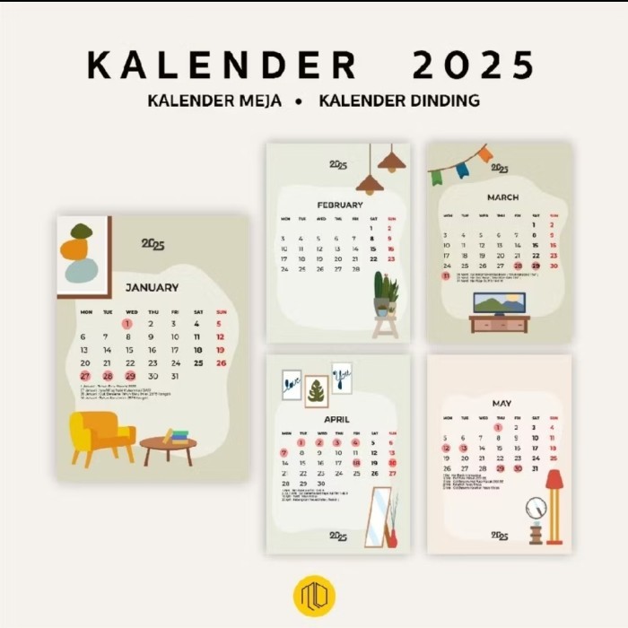 

Andma Kalender 2025 Dinding Meja Motif Cozy Living Room - Meja