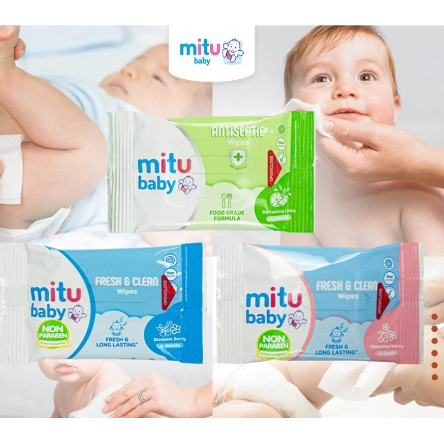JA MITU TISU BASAH BABY WIPES SACHET ISI 4 SHEETS TISSU BASA BAYI WET TISSUE ECERAN