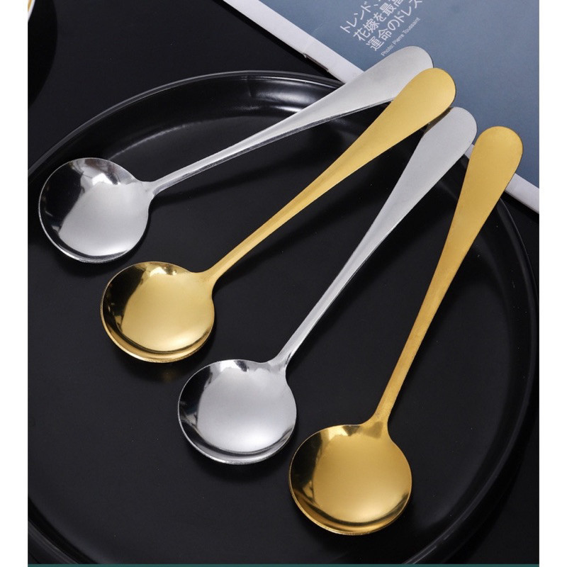 (CCK STORE) Sendok korea bulat silver / Sendok Bulat Stainless Steel Sendok Korea