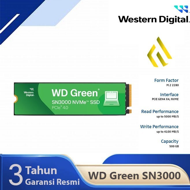 SSD WD Green SN3000 500GB 1TB 2TB - SSD M.2 NVME PCIE Gen 4
