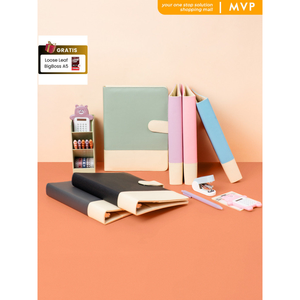 

MVP A5 Binder Polos Two Tone 20 Ring Buku Tulis Organizer Aesthetic Berkualitas Notebook Polos