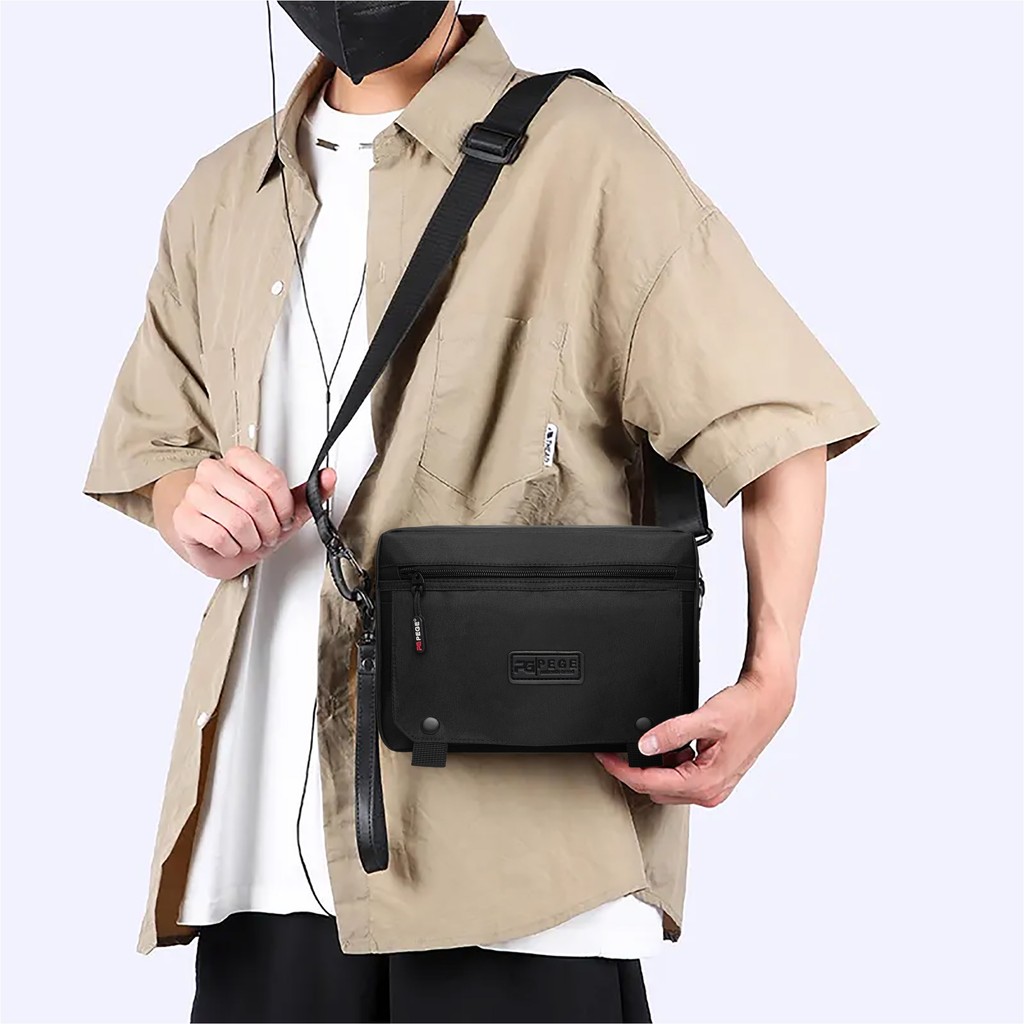 Tas Sling Bag Selempang Pria Casual PEGE Bubbo Tas Slempang Hitam - PG 9099