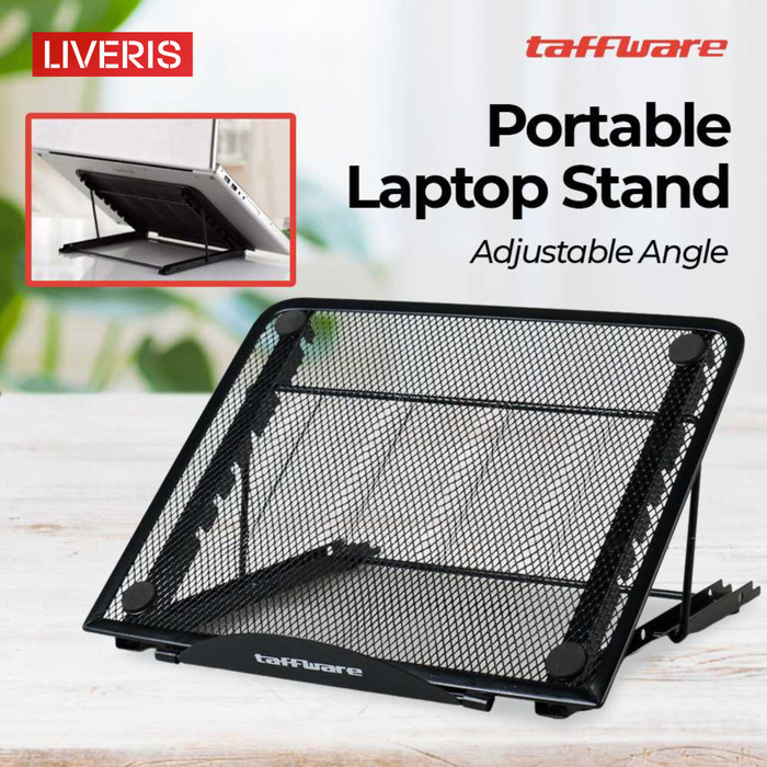 Stand Laptop Aluminium Adjustable Angle Desain Mesh Portable