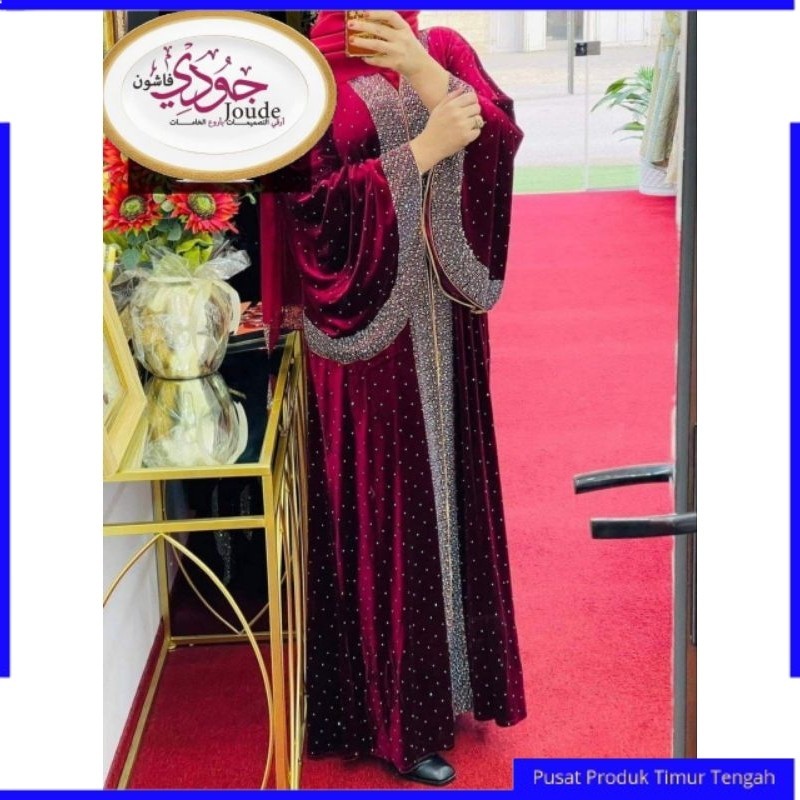 Abaya Bludru Variasi Batu Swarovski Cantik Original Mesir BY PUSAT ABAYA TIMUR TENGAH