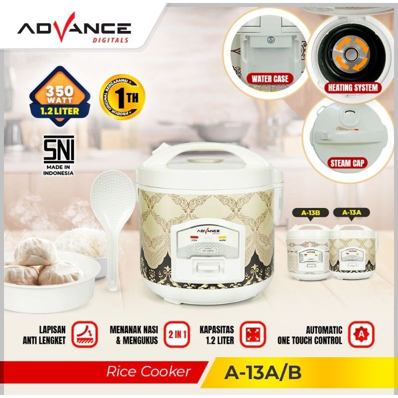 Magic com Advance A-13A / A-13B Ukuran 1.2Liter Penanak nasi dan Pengukus