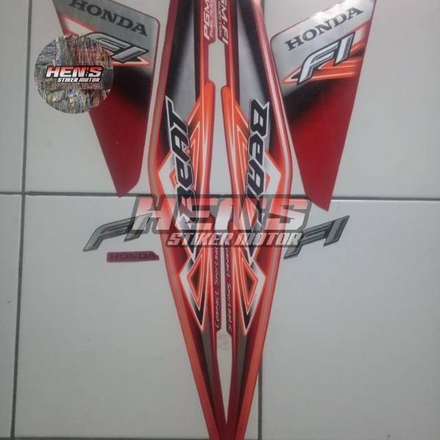 Stiker striping Honda beat fi 2013 merah