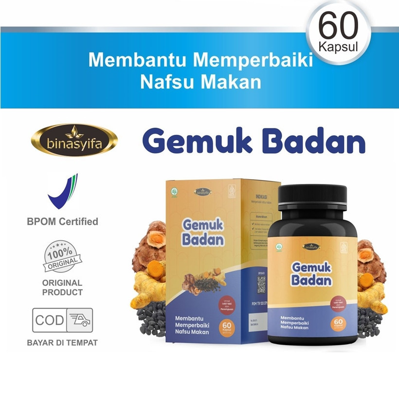 Penggemuk Badan BPOM Binasyifa Herbal Original | Gaining Weight Capsule Penambah Berat Badan Nafsu M