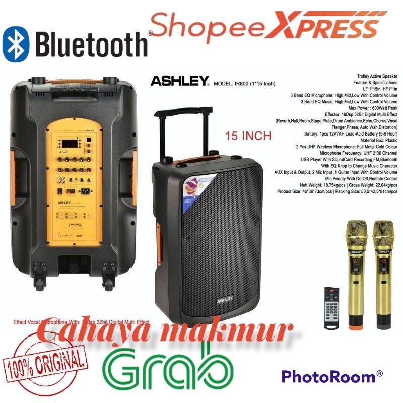 BIG SALE SPEAKER FORTABLE WIRELESS IR600 SPEAKER ASHLEY 15 INCH IR-600 (1*15)