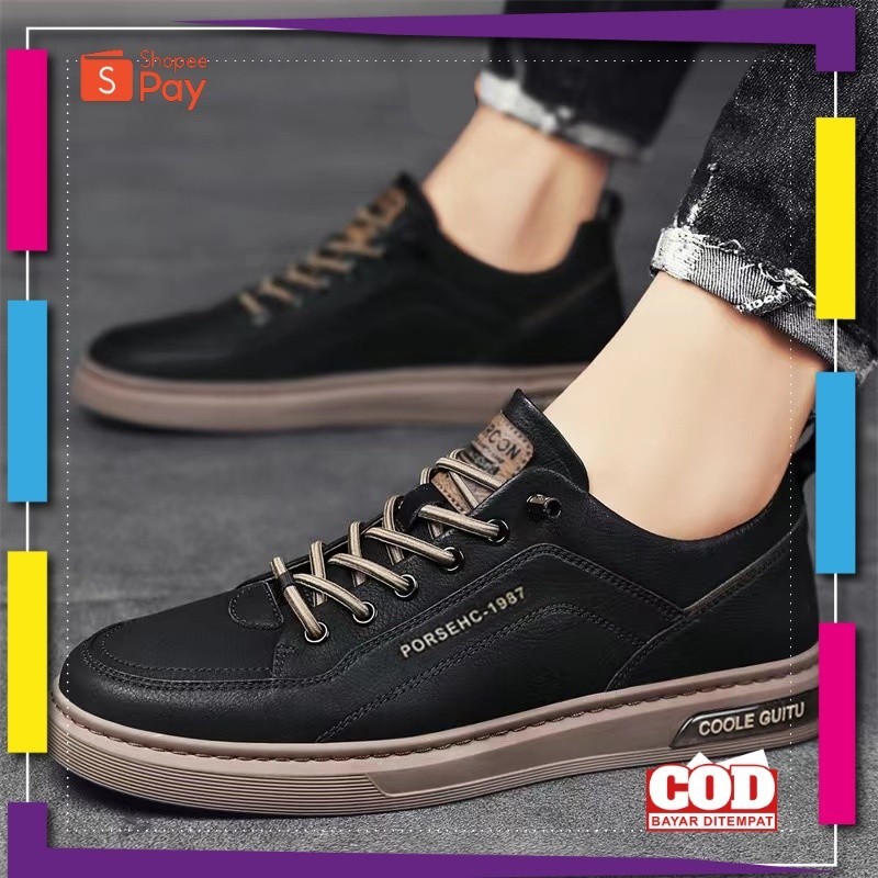 UKURAN SIZE 37 38 39 40 41 42 43 44 45 / Highland Sepatu Pria Casual Sepatu Hitam Kerja Trendy Sepat