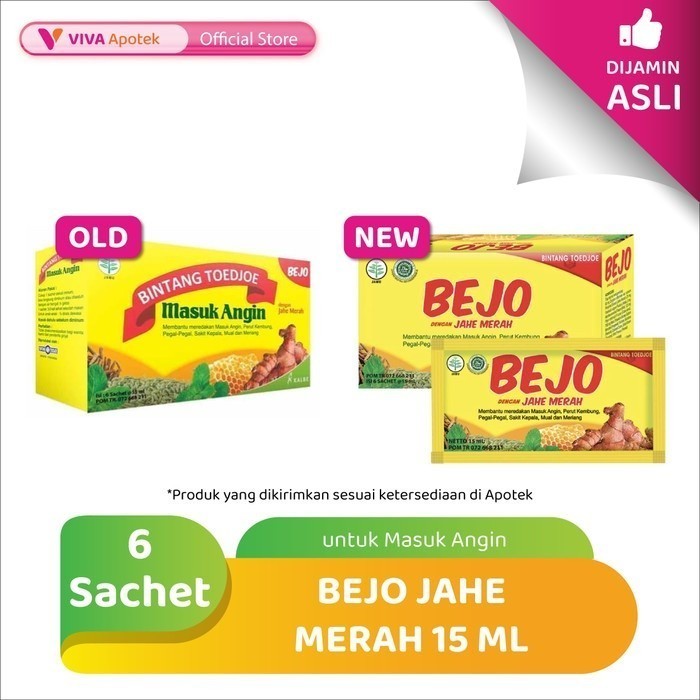 

Bejo Jahe Merah untuk Masuk Angin Sachet 15 ml (6 Sachet)