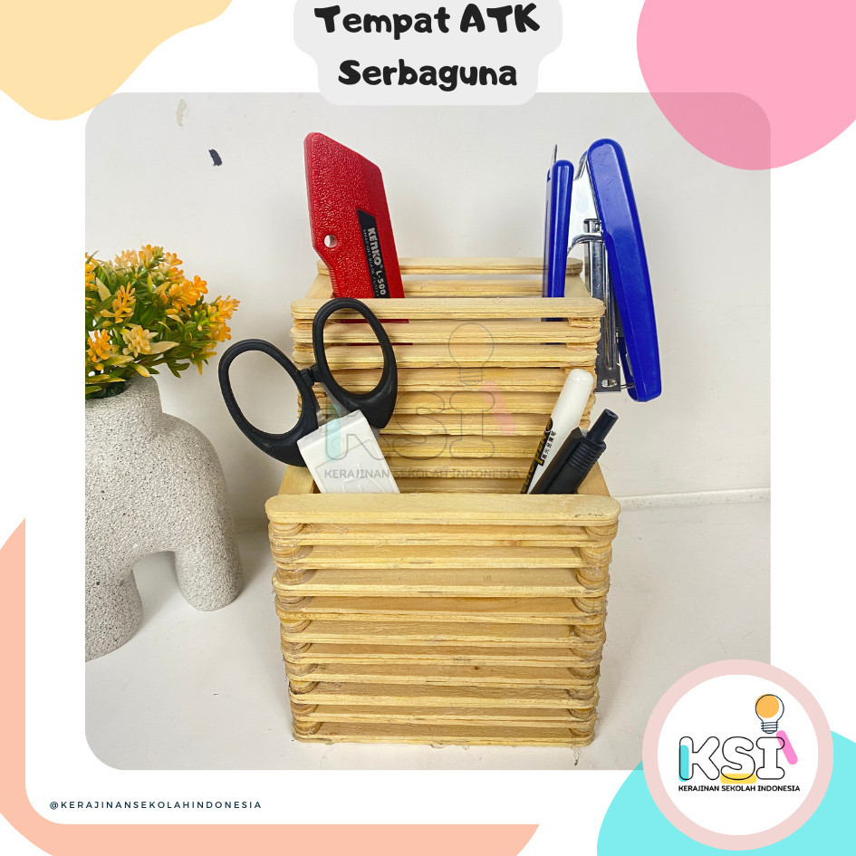 

Kerajinan Sekolah Indonesia Tempat Pensil Stik Es Krim Tempat Pulpen Spidol Cutter Tempat ATK - Pusat Kerajinan Sekolah