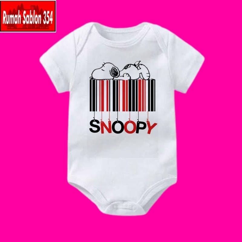BAJU BAYI "SNOOPY BARCODE" CARTOON ANIME | JUMPER BABY JUMPER SNOOPY anjing MOVIE KARTUN | KAOS ANAK