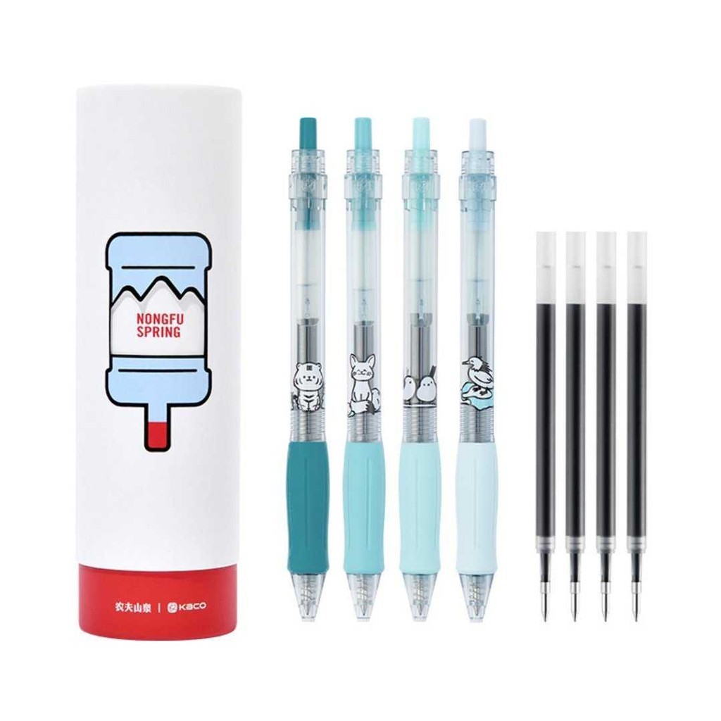 

ARSAKHABOUTIQUE Kaco Keybo Pulpen Gel Pen Tinta Biru NONGFU SPRING 4 PCS with Refill - KC4