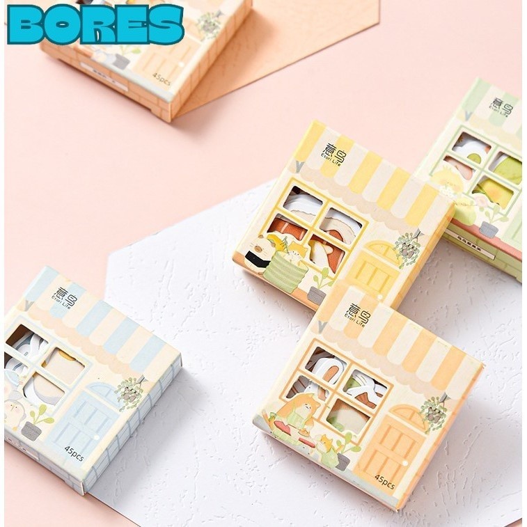 

BORES 45Pcs Stiker Karakter Hewan Untuk Diary Aesthetic Sticker Dekorasi Jurnal Scrapbook Stiker Set Home Series isi 45 Pcs Cute