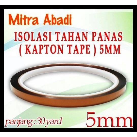 

Isolasi Tahan Panas Kapton Tape Panjang 27 meter Lebar 5mm 8mm 12mm 15mm 20mm 30mm