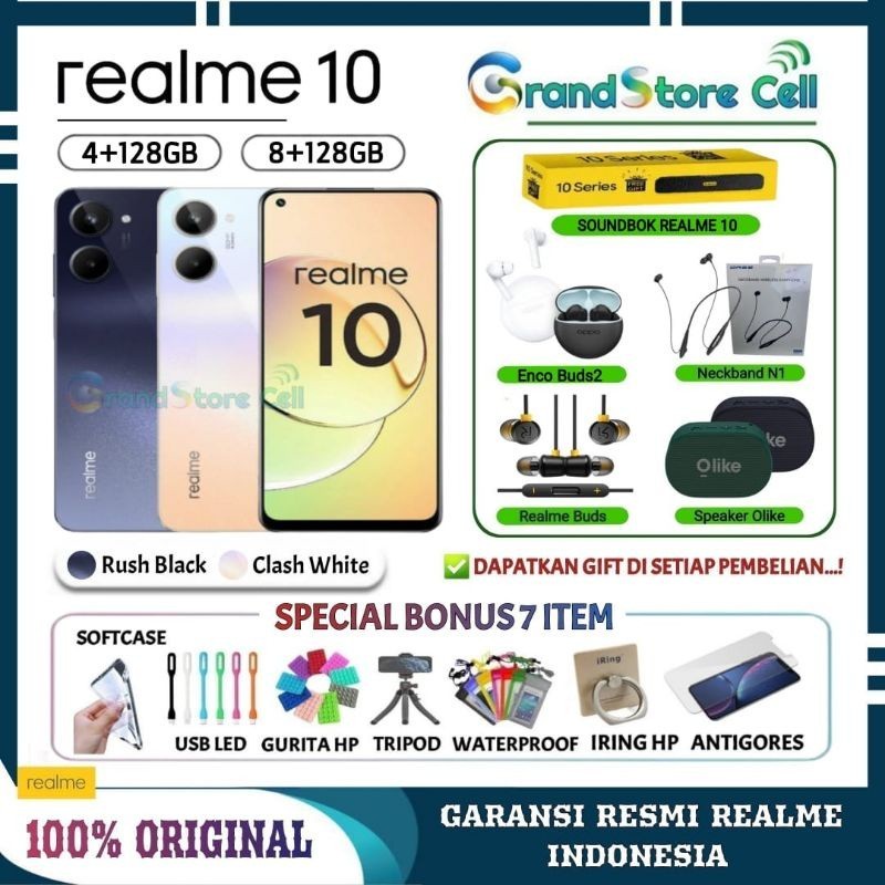 PROMO BIG SALE REALME 10 4G RAM 8/128GB | REALME10 4G RAM 4/128GB GARANSI RESMI REALME INDONESIA