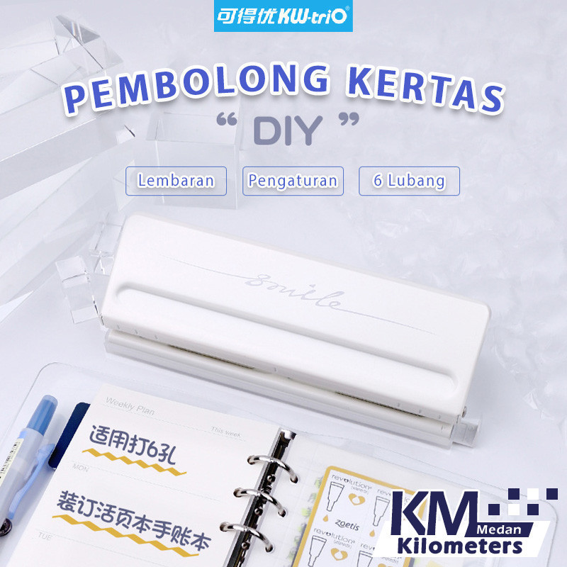 

KW-Trio Pelubang Kertas 6 buah Punch adjustable Diary/Pembolong 6 lubang buatan