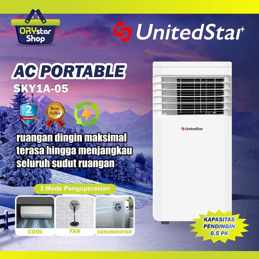 SPESIAL PROMO SALE AC Portable UnitedStar SKY-1A05 (5000Btu) 1/2PK, Cocok Segala Ruangan