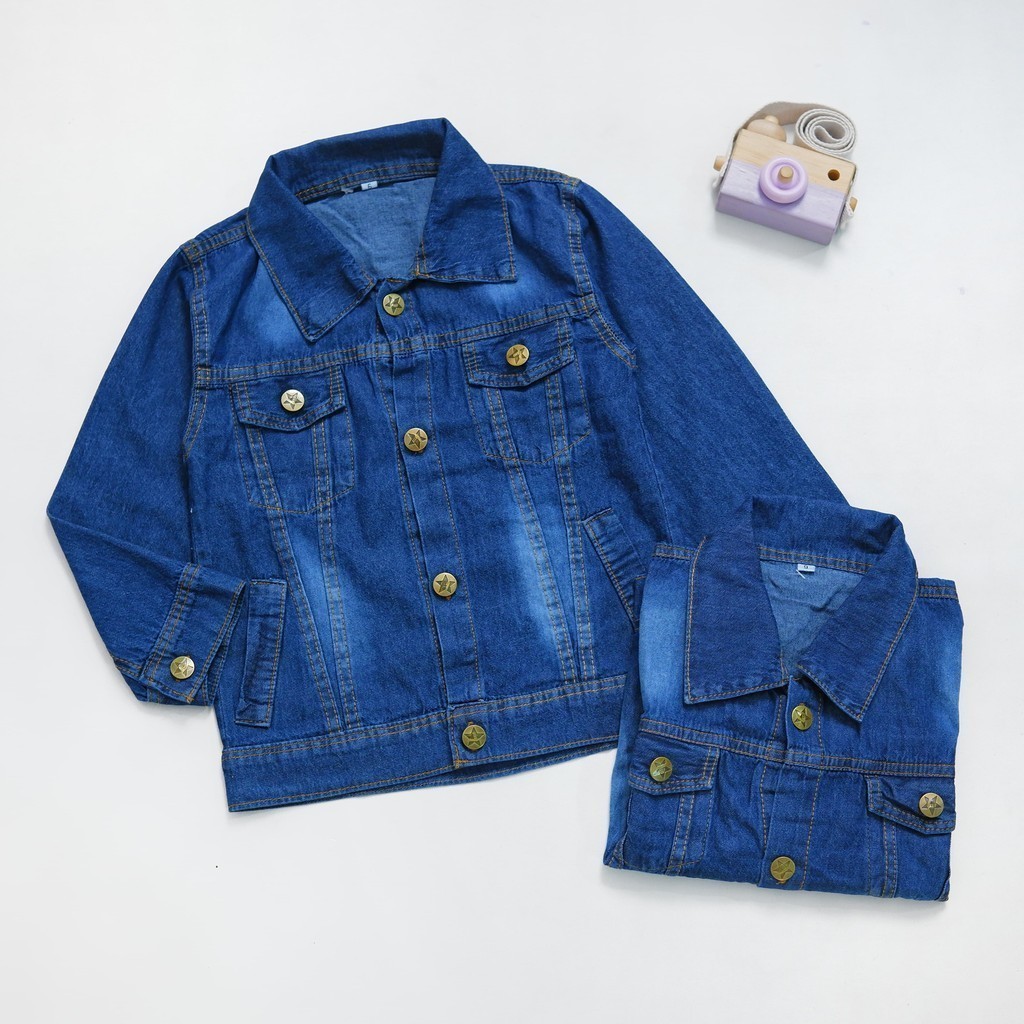 Jaket Jeans Denim Anak Laki Perempuan Cowok Cewek Usia 2 3 4 5 6 Tahun