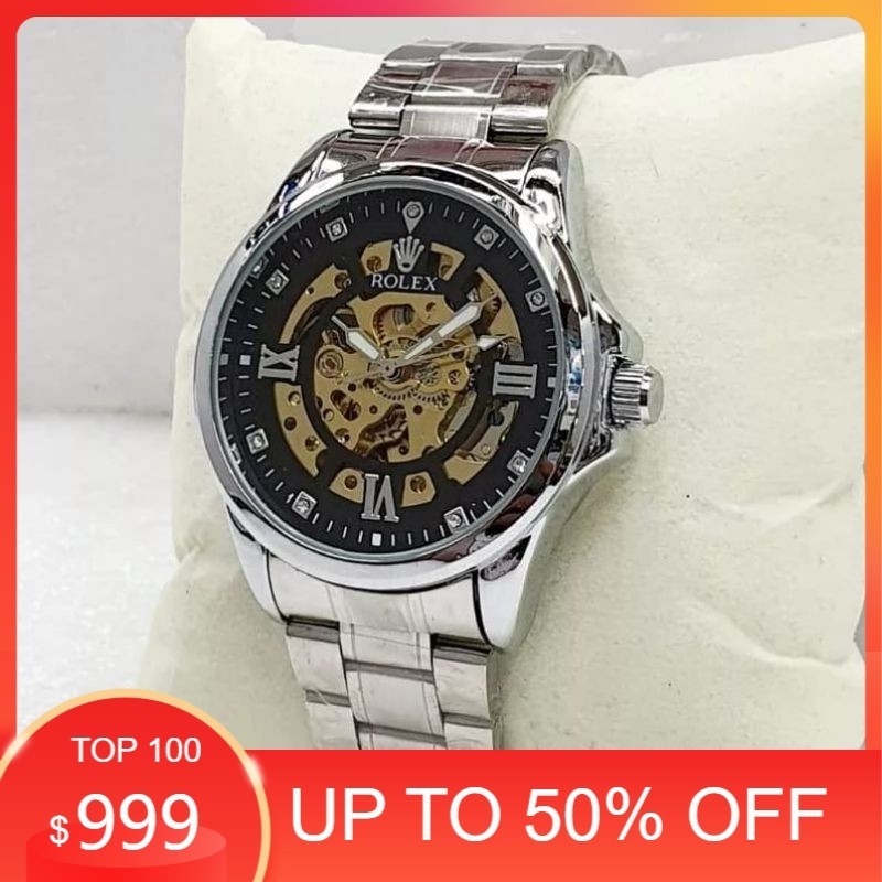 ROLEX AUTOMATIC | Bayar di tempat | COD | Logo Bawah | Jam Pria Skeleton Otomatis Matic Transparan