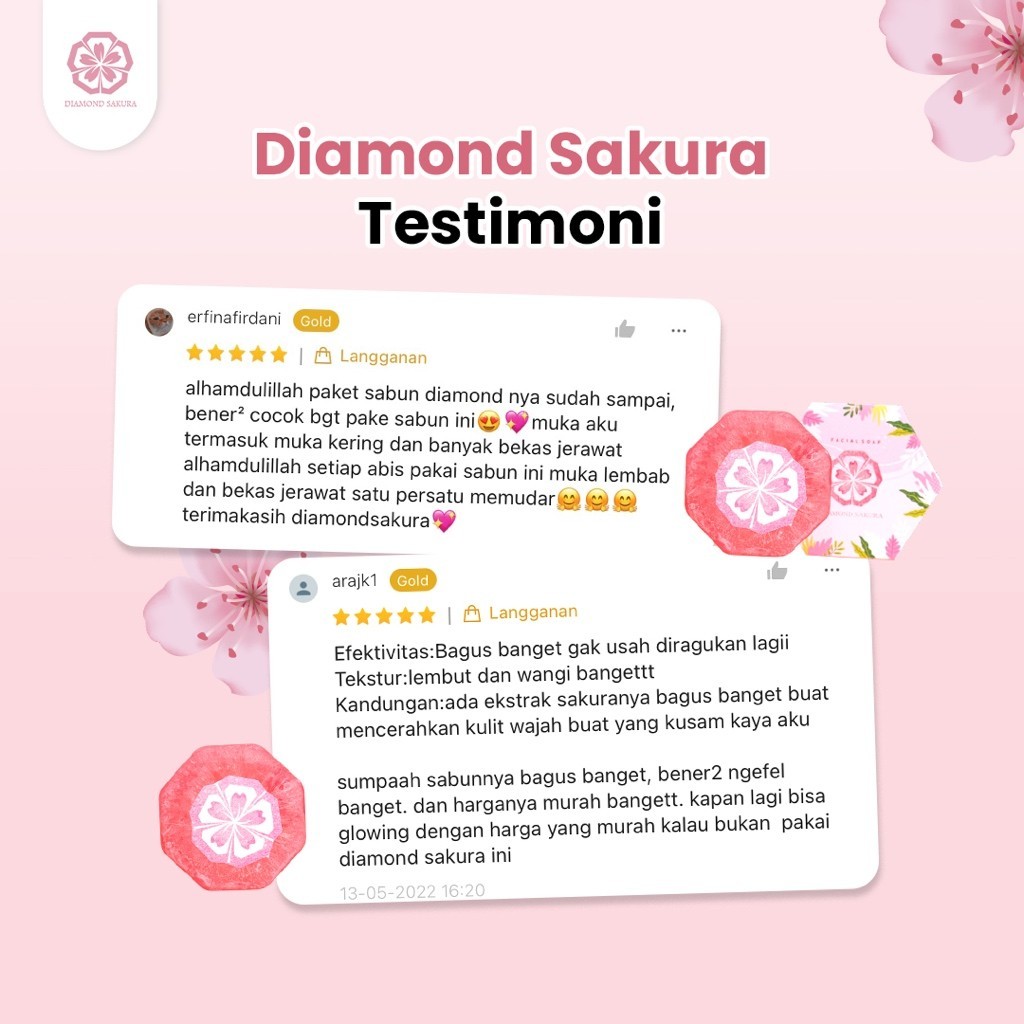 [1 PCS] Diamond Sakura - Soap Bar Sabun Wajah Glowing Pembersih Jerawat Sensitive Skin Solutions