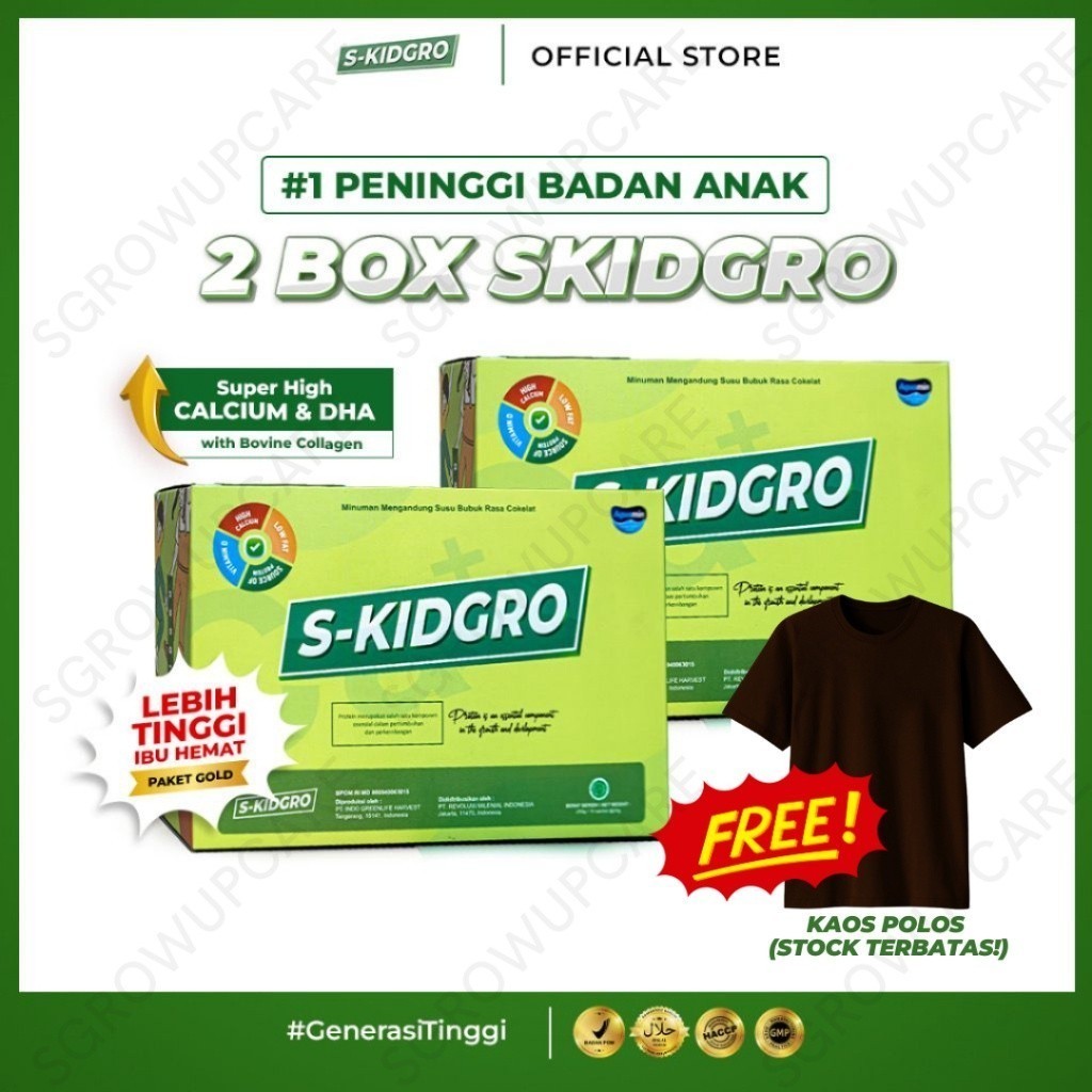 

SKIDGROW Susu Peninggi Badan Anak Isi 2 Box (20 Sachet) MDR11 Revano2356 NTR 21