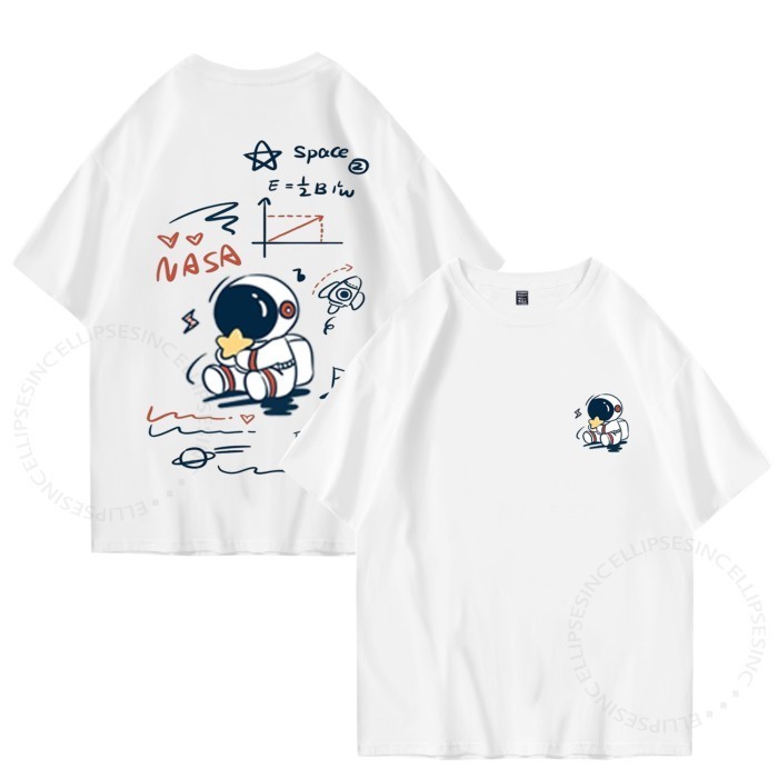 ELLIPSESINC Kaos Oversize Pria & Wanita NASA SPACE - Hitam, PENDEK OVERSIZE