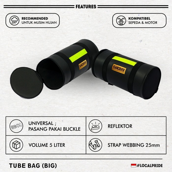 Tube Bag Tabung Tas Jas Hujan Box Jok Tank Bagasi Motor FUNCOVER