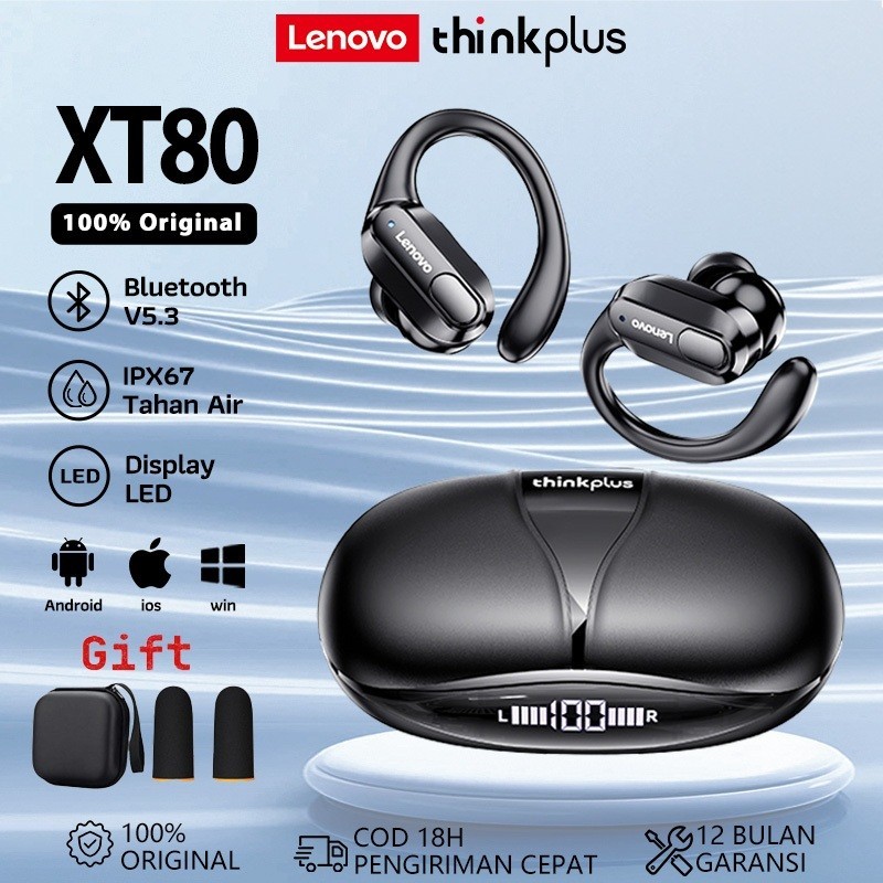 PRODUK TERBARU # Lenovo Thinkplus XT80/XT60 TWS Wireless Earphone Bluetooth 5.3 Headset Noise Reduct