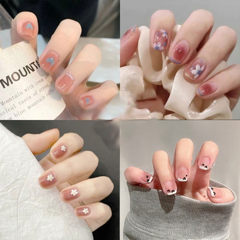 24 Pcs 3D Kuku Palsu grosir kuku nail alat perawatan kuku perawatan kecantikan kuku kaki palsu Manic