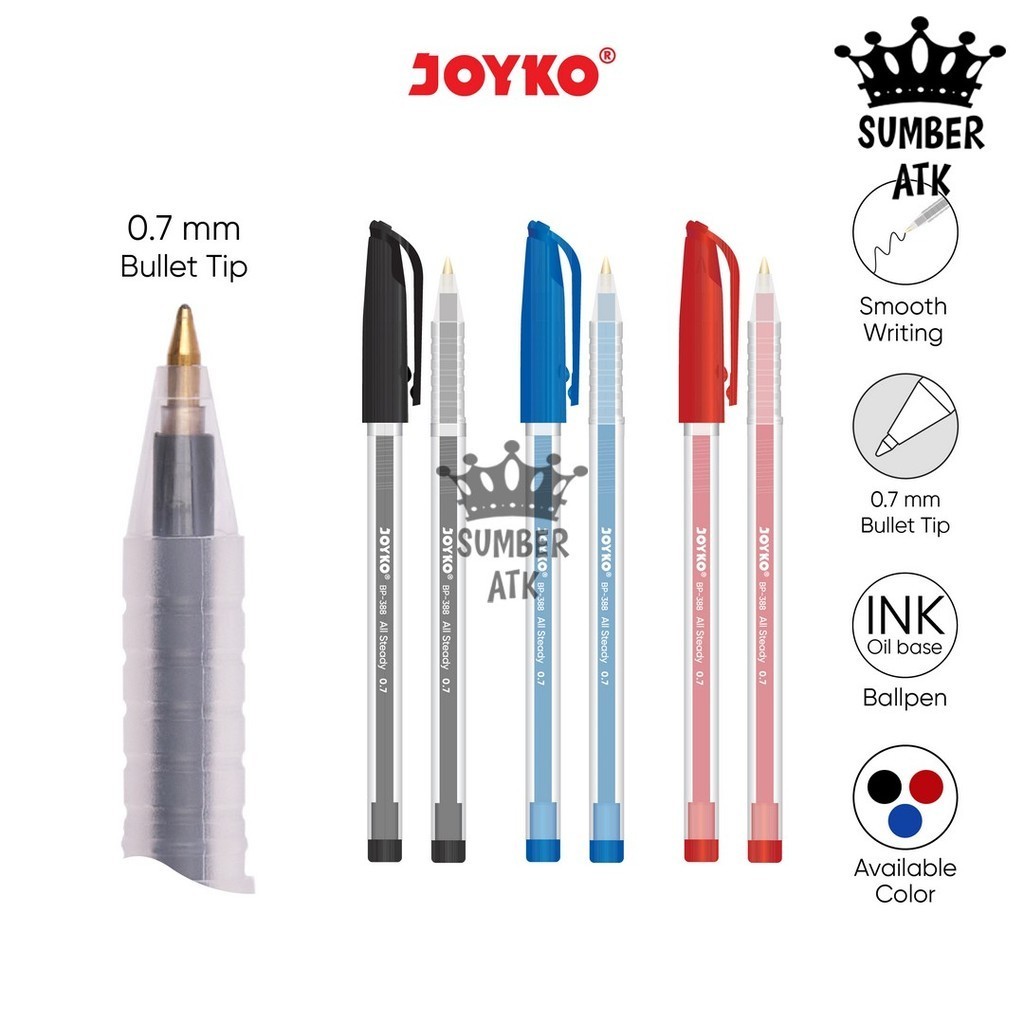 

Ball Pen Pulpen Pena Joyko BP-388 All Steady 0.7 mm Black Blue Red