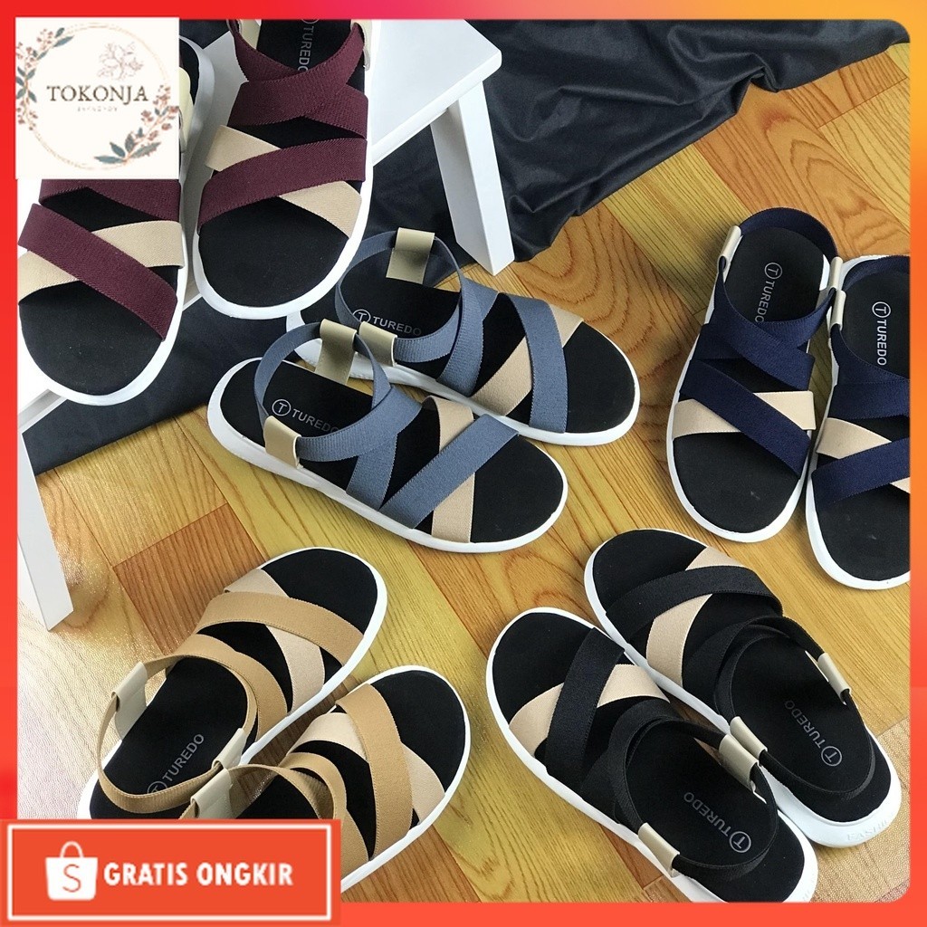 Sandal Sepatu Terbaru / Sandal Wanita Tali Silang Karet Elastis / Sandal Wanita Anak Dewasa Size 31-