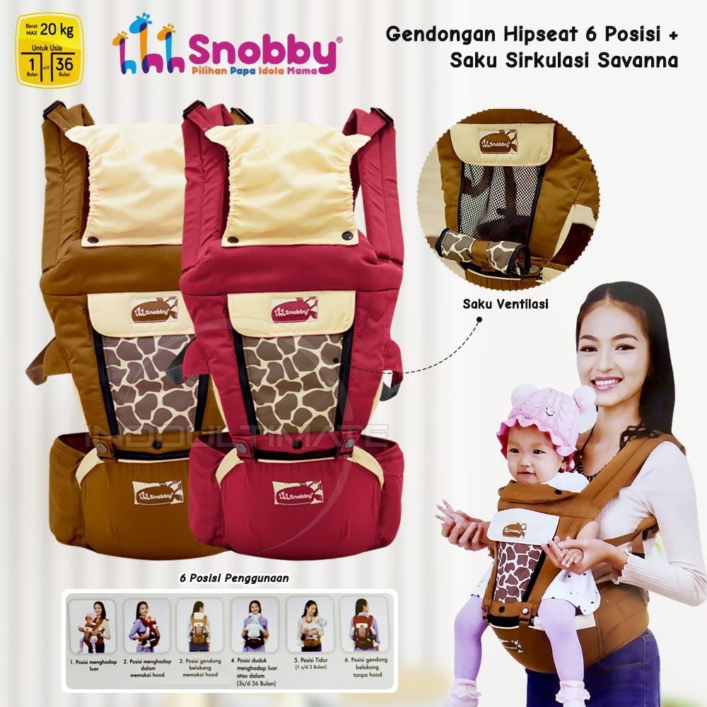 promo 6in1 Posisi Hipseat Gendongan Duduk + Penutup Kepala SNOBBY BY-552 Gendongan Depan Gendongan B